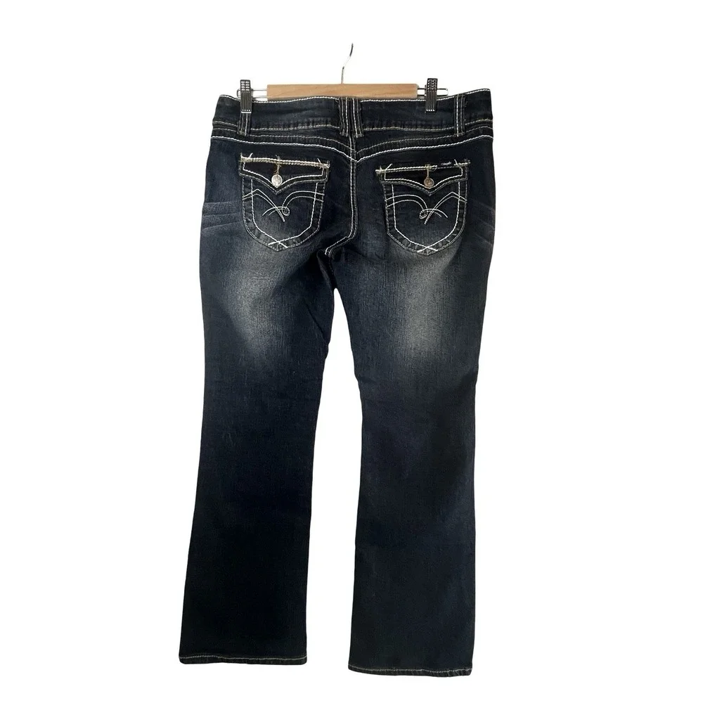 Y2K Angels Low Rise Bootcut Jeans Flap Pocket Size 15 Dark Wash‎